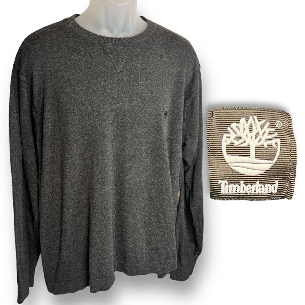 Timberland Sweater 100% Cotton Grey Crew Neck Men’s XL Long Sleeve